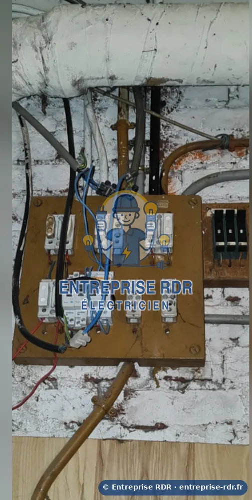 Avant : Planche de fusibles en cave remplacée par un coffret neuf — électricien à Champigny-sur-Marne — Entreprise RDR (94)
