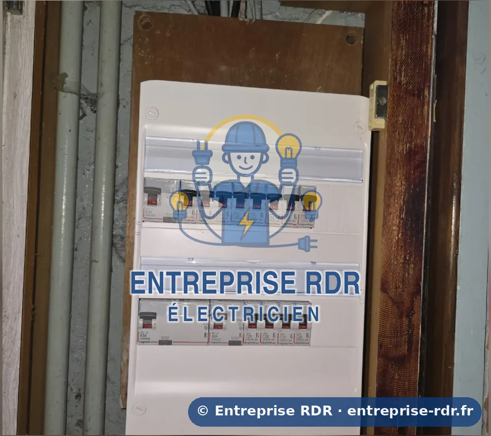 Après : Amas de fils et dominos remplacé par un tableau neuf fermé — électricien à Nogent-sur-Marne — Entreprise RDR (94)