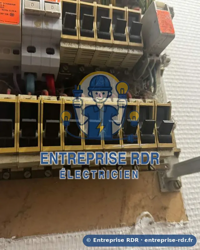 Anciens porte-fusibles, tableau sans capot — Entreprise RDR, électricien à Charenton-le-Pont (94)