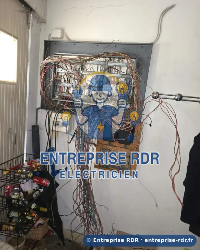 Installation câblée à l'air libre, fils pendants — Entreprise RDR, électricien à Joinville-le-Pont (94)
