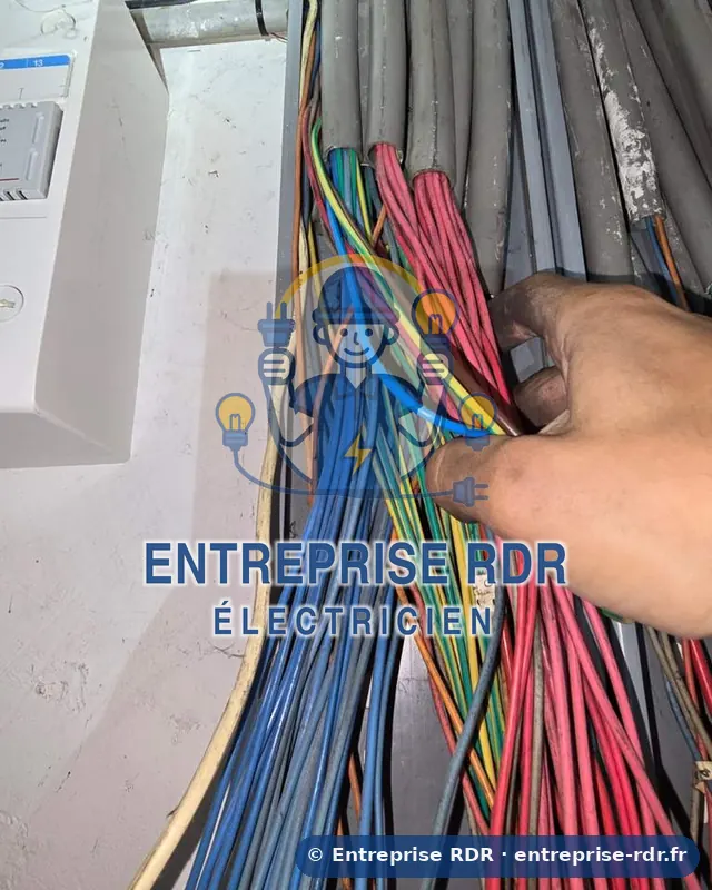 Départs à reprendre un par un avant la pose d'un tableau neuf — Entreprise RDR, électricien à Le Perreux-sur-Marne (94)