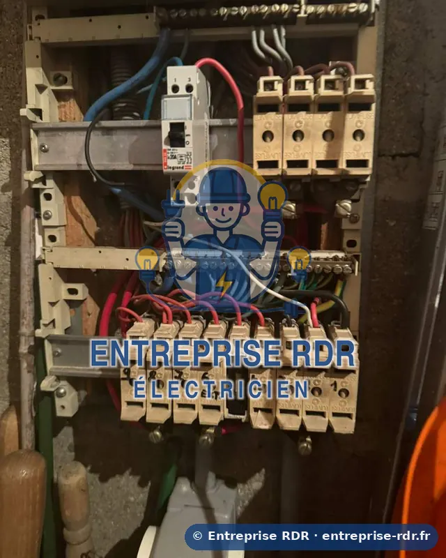 Fusibles et disjoncteurs mélangés, sans organisation — Entreprise RDR, électricien à Champigny-sur-Marne (94)